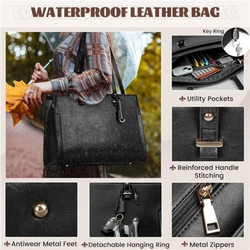 Laptop Bag for Women 15.6 Inch Vintage Leather Professional Work Tote